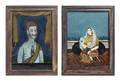 A Pair of Middle Eastern Subject Reverse Paintings on Glass