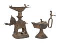 Two Middle Eastern Bronze Oil Lamps