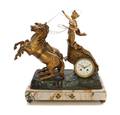 A French Gilt Metal and Marble Figural Clock