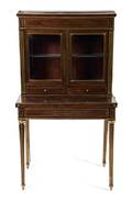 A Russian Empire Style Brass Mounted Mahogany Secretary Bookcase