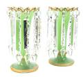 A Pair of Bohemian Green Glass Vases