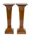 A Pair of Continental Gilt Metal Mounted Mahogany Pedestals