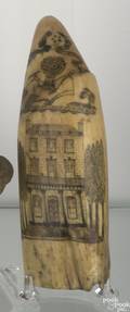 Scrimshaw whales tooth ca 1850