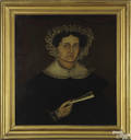 American oil on canvas portrait of a woman ca 1820