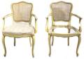 A Pair of Louis XV Style Painted and Parcel Gilt Fauteuil