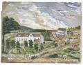 Pennsylvania watercolor and gouache farm scene ca 1820