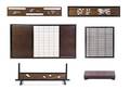 A Group of Japanese PierceCarved Wood and Lacquered Panels