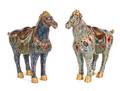 Two Painted Wood Figures of Horses