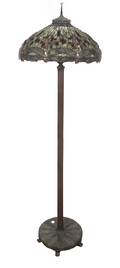 An American Leaded Glass Drop Head Dragonfly Floor Lamp
