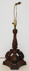 A Renaissance Revival Carved Wood Table Lamp