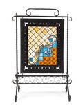 A Leaded Glass and Wrought Iron Fire Screen