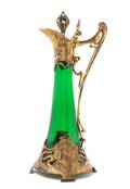 A German Art Nouveau Glass and Gilt Metal Mounted Pitcher
