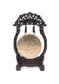 A Chinese Brass and Carved Hardwood Gong