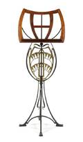 A Belgian Art Nouveau Wrought Iron and Walnut Music Stand