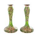 A Pair of Art Nouveau Silver Overlay Glass Vases