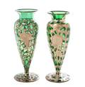 A Pair of Art Nouveau Silver Overlay Glass Vases
