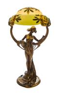 A French Cameo Glass and Bronze Table Lamp