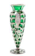 An Art Nouveau Silver Overlay Glass Vase