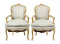 A Pair of Louis XV Style Painted and Parcel Gilt Fauteuils