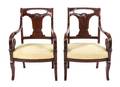 A Pair of Empire Style Mahogany Armchairs