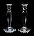 A Pair of Glass Baccarat Candlesticks