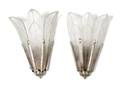 A Pair of Italian Art Deco Frosted Crystal and Silvered Metal Wall Sconces