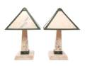 A Pair Art Deco Alabaster and Gilt Bronze Table Lamps