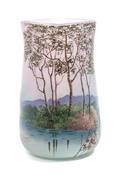 A Legras Art Nouveau Enamel Decorated and Cut Glass Vase