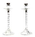 A Pair of Brass Mounted Glass Candlesticks