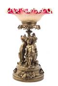 A Continental Gilt Bronze and Glass Figural Centerpiece