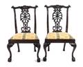 A Pair of Irish Chippendale Mahogany Side Chairs