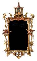 A Chinese Chippendale Style Gilt and Lacquered Mirror