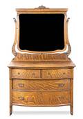 A Victorian Oak Dresser with Mirror