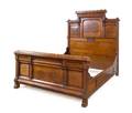 A Historically Significant American Burl Walnut Mahogany and Oak Bed