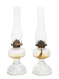 A Pair of Glass Oil Lamps