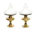 A Pair of American Brass Oil Lamps