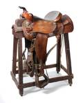A Brown Leather Dude Saddle