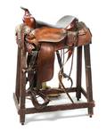 A Brown Leather Dude Saddle