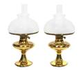 A Pair of American Brass Oil Lamps