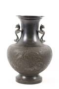 Chinese Cast Bronze Large Vase w Phoenixes