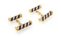 A Pair of 18 Karat Yellow Gold and Enamel Cufflinks Schlumberger for Tiffany  Co