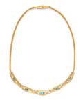 An 18 Karat Yellow Gold and Turquoise Necklace Italian