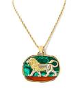 An 18 Karat Yellow Gold Malachite and Carnelian Lion Necklace Van Cleef  Arpels