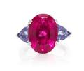 A Platinum Rubellite Tourmaline and Tanzanite Ring
