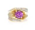 A 14 Karat Yellow Gold Pink Sapphire and Diamond Ring
