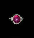 A Fine Platinum Star Ruby and Diamond Ring