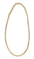 A 14 Karat Two Tone Gold Rope Chain Necklace Italy