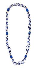 A Yellow Gold Lapis Lazuli and Cultured Pearl Bead Necklace