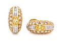 A Pair of 18 Karat Yellow Gold Platinum Colored Diamond and Diamond Earclips