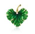 A 14 Karat Yellow Gold Enamel and Diamond Leaf Brooch Cartier